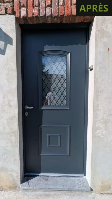 Porte d'entrée aluminium EURADIF CAPELLA 1L après rénovation près de Landas