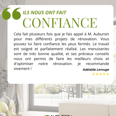 Avis client valorisant l’expertise, les conseils et le travail soigné de la SARL Ludovic Aubursin à Landas